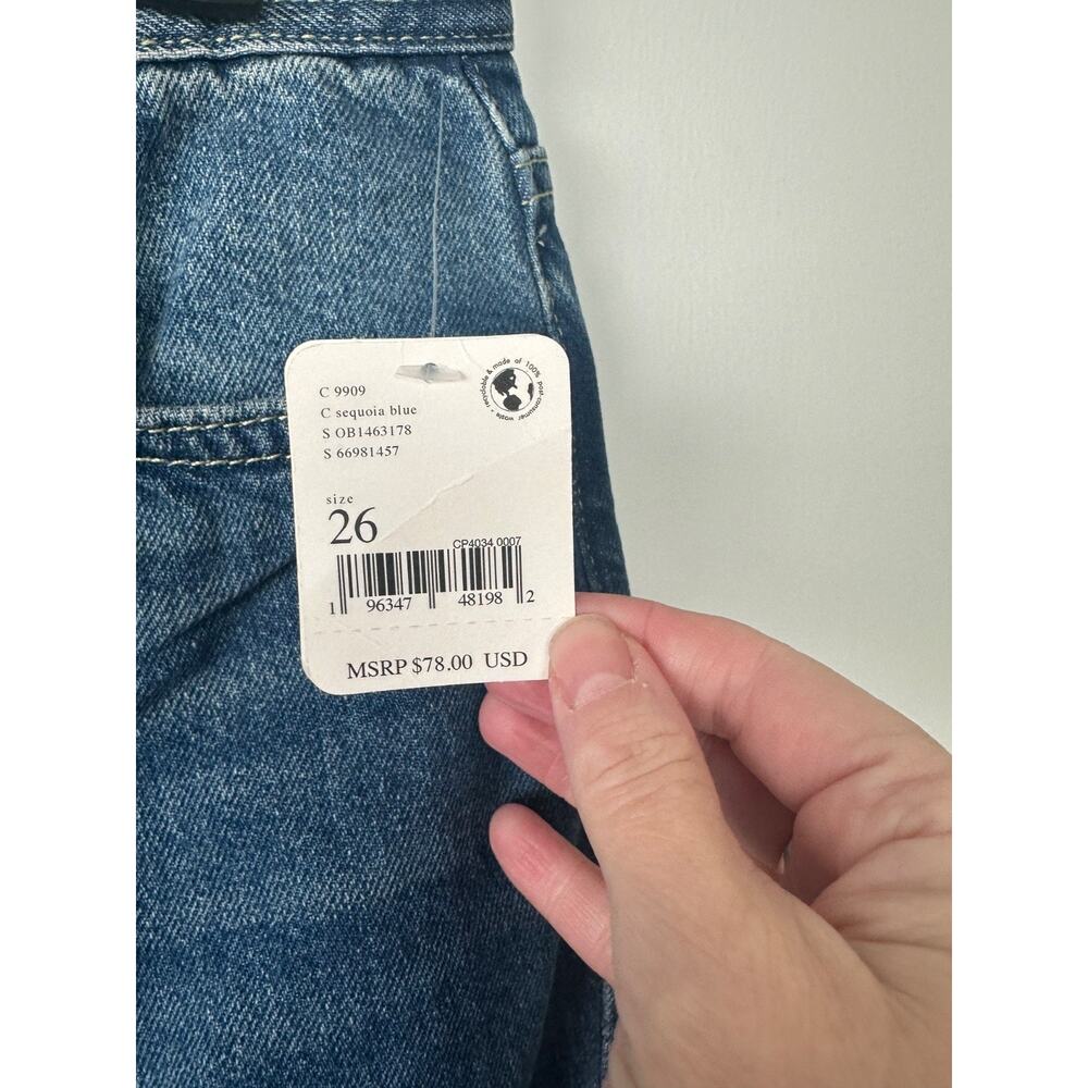 NEW We the Free People Maggie Mid-Rise Straight Jeans 26 Chewed Hem Button D43 - Picture 4 of 8